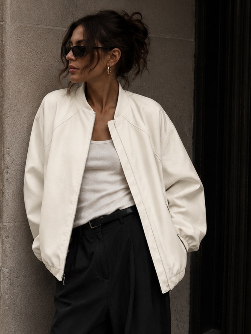 Anthropologie Pilcro Quilted Faux Leather Jacket White